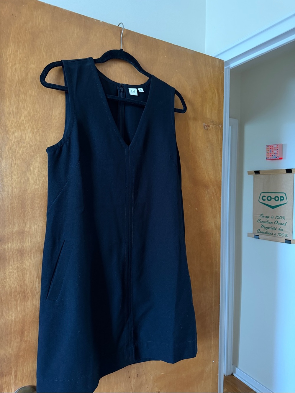 GAP Black Sleeveless V-Neck Shift Dress